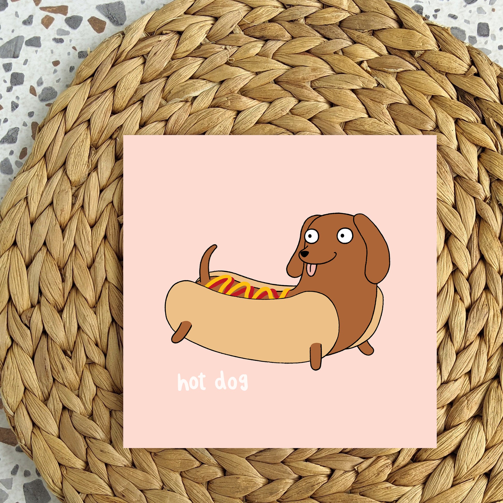 Funny Dachshund Card Hot Dog 