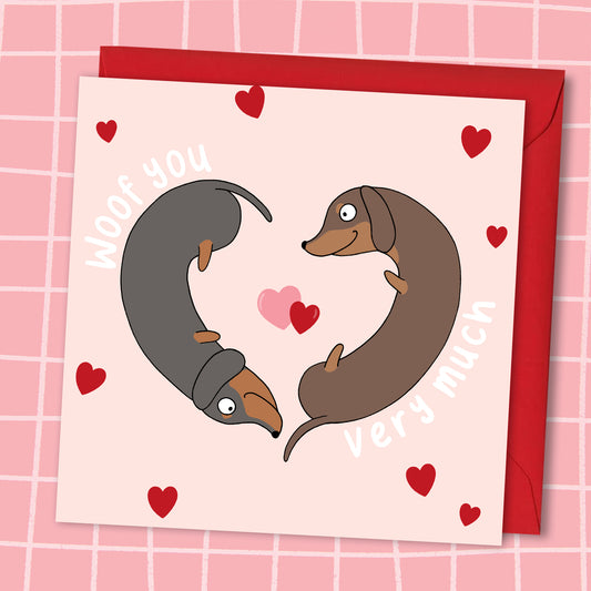 Love Heart Dachshund Dogs Card