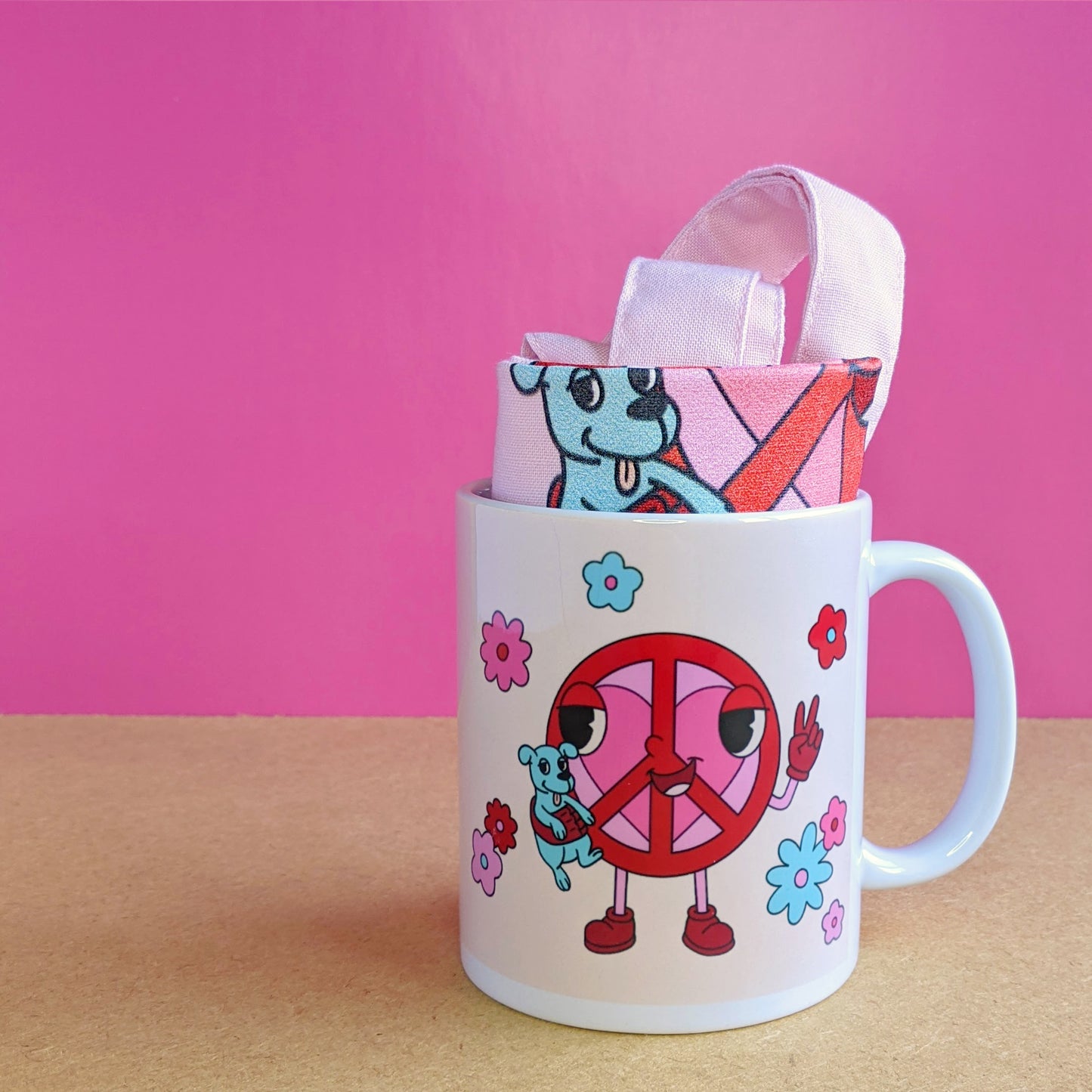 peace love dogs gifts mug tote bag