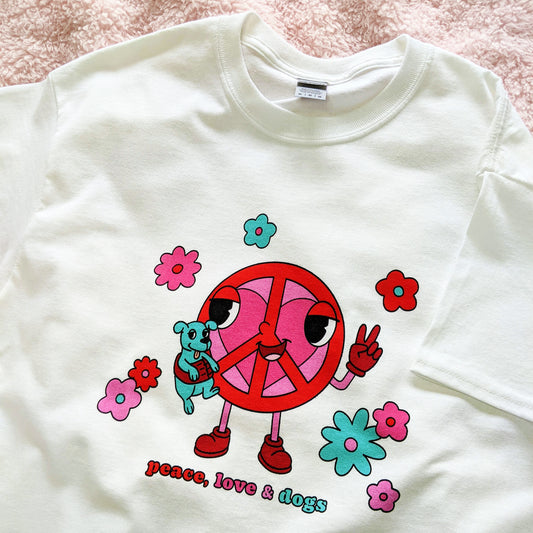 peace love and dogs t-shirt