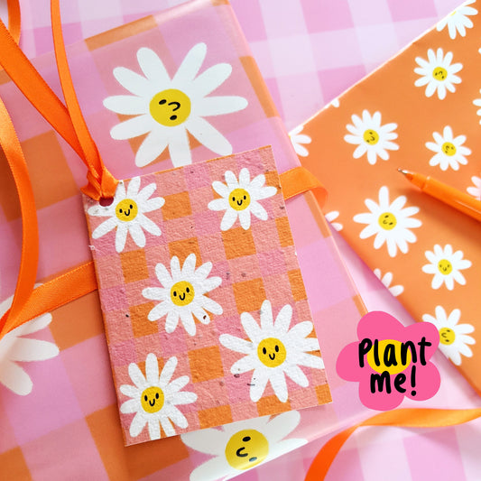 Daisies Gingham Gift Wrapping Paper
