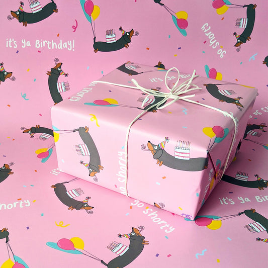 Go Shorty Sausage Dog Birthday Gift Wrapping Paper