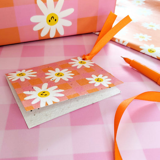 Happy Daisies Gingham Plantable Gift Tag