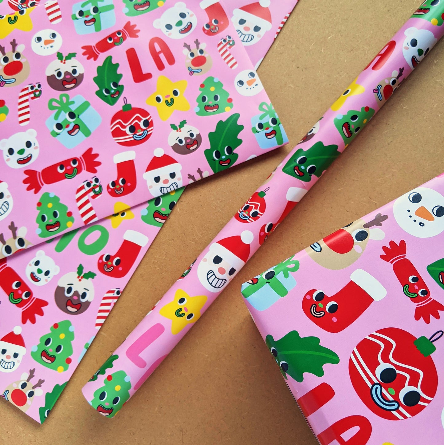Christmas gift wrapping paper illustrated fun